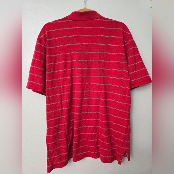 Polo Jeans Co Mens Large Red Striped Short Sleeve Polo Shirt American Flag Hit - Picture 2 of 6